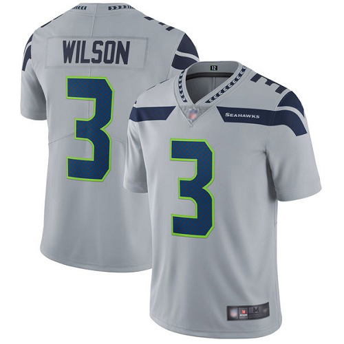 Seattle Seahawks Limited Grey Men Russell Wilson Alternate Jersey NFL Football #3 Vapor Untouchable->women nfl jersey->Women Jersey